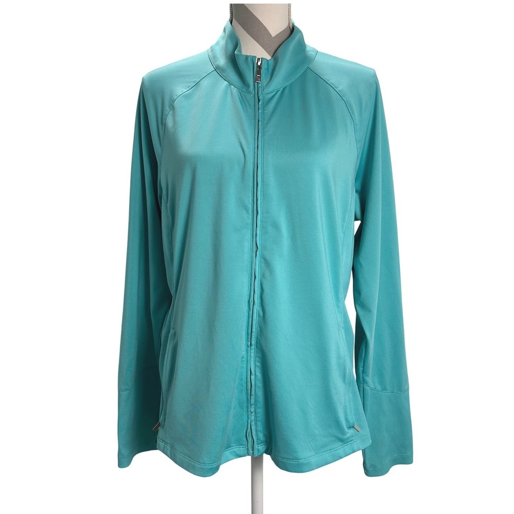 Cutter & Buck XL Teal Full Zip Golf Jacket‎ DryTec 50+ UPF Sun Protection Womens